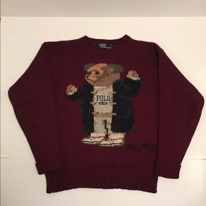 Polo burgundy Grandpa Bear sweater